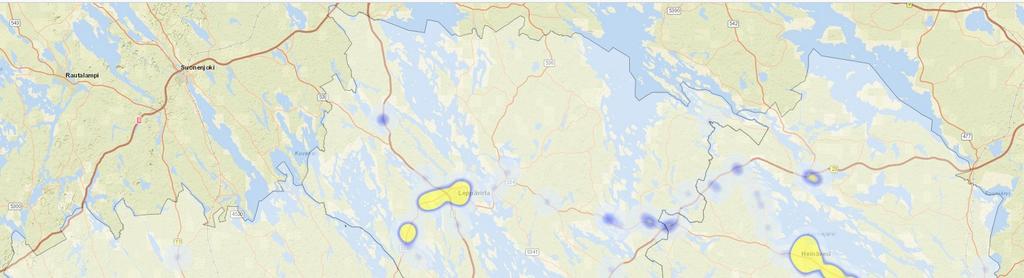 Haja-asutusalueet Heatmap