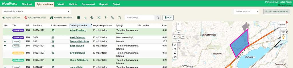 Lohkot suunnittelusovelluksessa Lohkoja