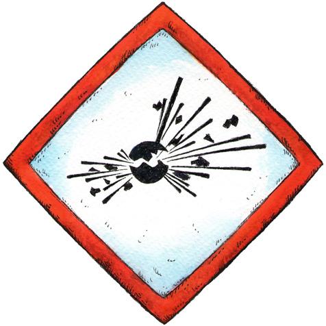 Räjähde Vanha merkki: Näin merkitään räjähtävät kemikaalit ja esineet. Räjähteet tulee suojata lämmöltä ja avotulelta.