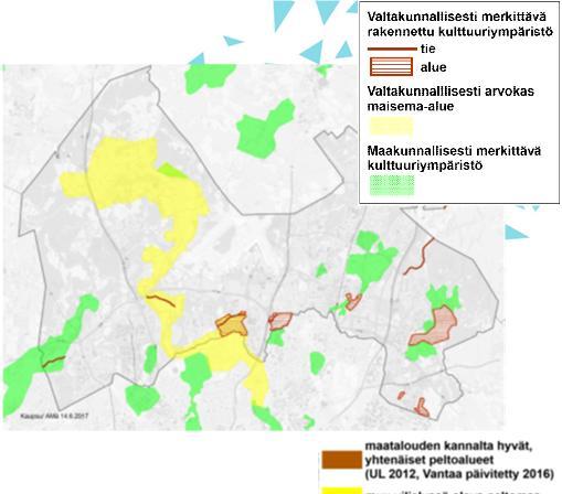 Valtakunnalliset ja maakunnalliset arvot kulttuuriympäristön suojelun lähtökohtia.