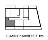 kerros Asunto B100, 6. kerros Asunto B107, 7. kerros Muutokset mahdollisia.