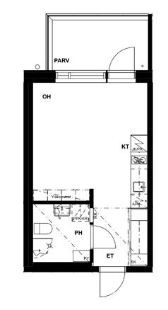 Huoneistopohjat 1h + kt 26,5 m 2 Asunto B59, 1. kerros Asunto B66, 2.