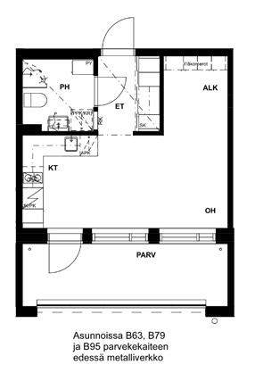 kerros 1h + alk + kt 31,0 m 2 Asunto B70, 2.
