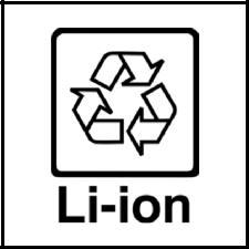 14. Tuotteen hävittäminen ja kierrätys Litiumioniakku Kun laite on tullut käyttöikänsä päähän, se voidaan kierrättää kokonaisena.