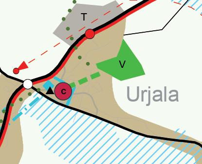 Maakuntakaava Suunnittelualue on merkitty punaisella renkaalla kuvaotteeseen. Voimassa olevassa Pirkanmaan maakuntakaava 2040 alue on osoitettu taajamatoimintojen alueeksi (ruskea väri).