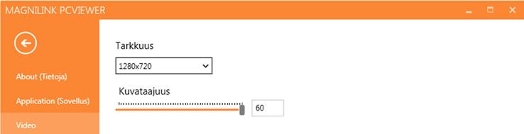 8.5.4.3 Video Settings (Videoasetukset) Resolution (Tarkkuus) Valitse kameran eri tarkkuusasetukset.