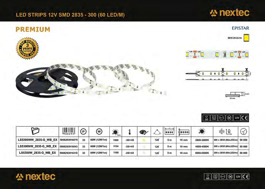 UUDET led-nauhat 12 V, SMD, 3014-600 (120