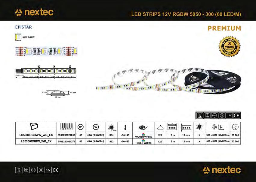 12 V, RGBW, 5050-300