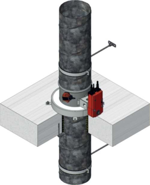 FDMS -pellin asennus kiviaineiseen välipohjaan EI0S ØD * Liitospinta pellin kauluksen ja seinän Connecting välissä täytetään surface palonkestävällä between damper collar tiivystysmassalla and wall