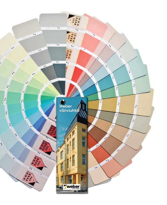 Yksilöllisillä väreillä talollesi eloa Yksilölliset värit antavat eloa rakennukselle. Weber värikartta on tehty helpottamaan sinun värivalintaasi. Lisätietoja tuotteista ja ratkaisuista www.fi.