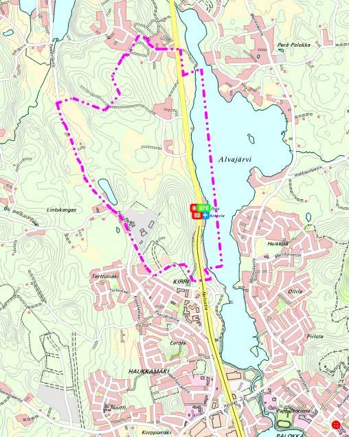 3 1. Suunnittelualueen sijainti ja rajaus Osayleiskaava-alue sijaitsee Palokan pohjoisosassa keskimäärin 8 kilometriä Jyväskylän keskustasta pohjoiseen.