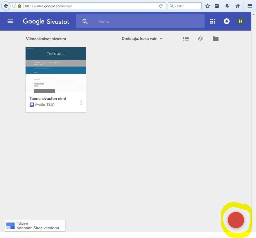 3. Luo uusi sivusto.