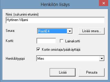 henkilötietokantaan, mutta älä lisää emit numeroa henkilölle.