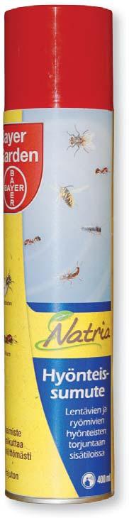 Luonnon pyretriinistä valmistettu Natria Fly Spray on miellyttävä tapa torjua hyönteisiä.