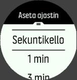 Pysäytä ja nollaa tarvittaessa oikealla olevilla keski- ja alapainikkeilla. Poistu ajastimesta painamalla keskipainiketta pitkään. 3.33.