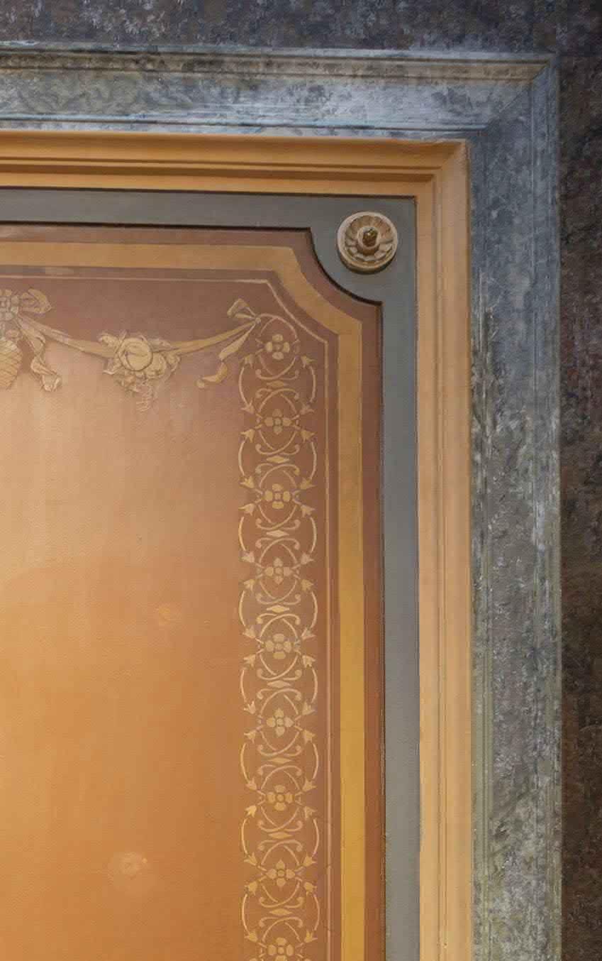 24 KENTTÄMAALAUS 10 Kenttämaalauksen kuva-alueelle on tehty runsaasti retusointeja alkuperäistä maalipintaa vaaleammalla värillä.