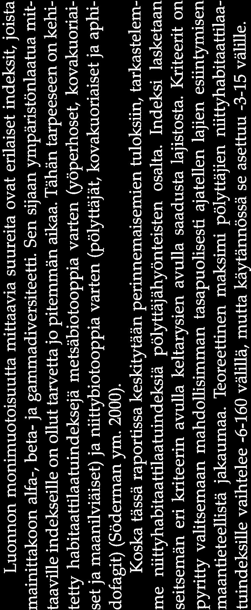 Luonnon monimuotoisuutta mittaavia suureita ovat erilaiset indeksit, joista mainittakoon aifa-, heta- ja gammadiversiteetti.