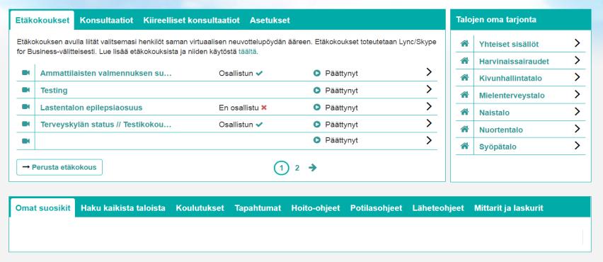 Tietosisällöt Koulutukset ja tapahtumat Työkalut kuten etäkokoukset ja