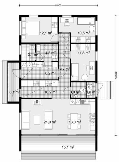 VISTA 80 1A Kerrosala 80,5 m² Huoneistoala 74,5 m² Kuistit