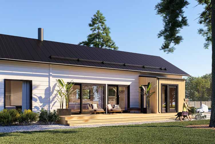 MARKKI Markki ERILAISIA POHJARATKAISUJA 110,5 m 2 184,5 m 2 Markki Markki on moderni hirsitalo, johon inspiraatio on haettu perinteisestä pohjalaisesta asuinrakentamisesta.