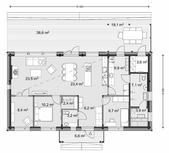 MAMBO 140 2A Kerrosala 140,0 m² Huoneistoala 118,0 m²