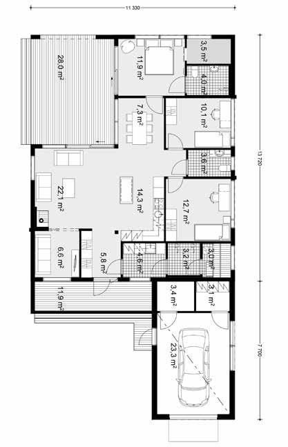Kerrosala 127,0 m² Huoneistoala 117,0 m² Tekniset tilat 31,5 m²