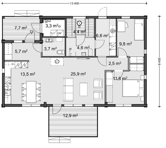 LEHMUSKUJA 105 1A Kerrosala 105,0 m²