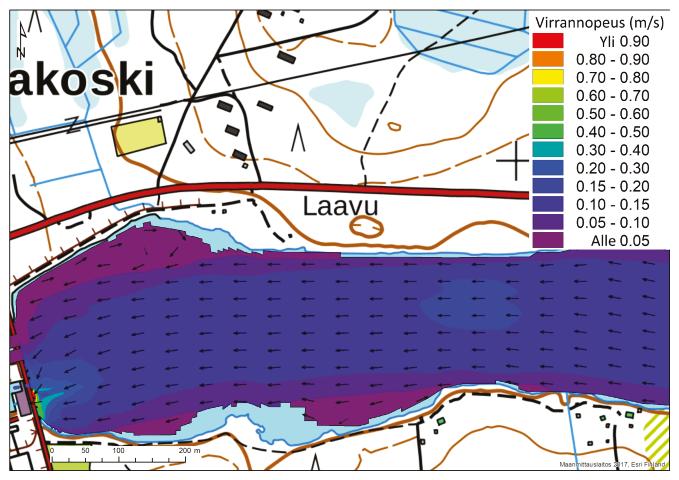 Kierikin voimalaitoksen turbiinien lähialueella 3D-virtausmallin elementit olivat n. 2,5 x 2,5 m ja muualla suurempia.