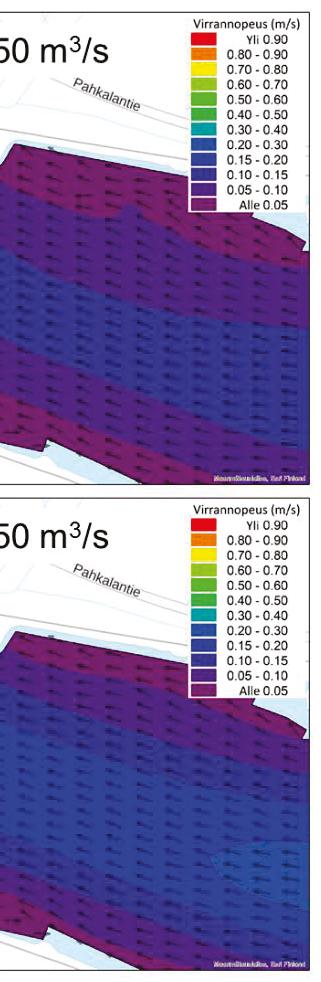 Kahdesta esitetystä ohjausaidan sijaintivaihtoehdosta (VE1 ja VE2) patovallin niemekkeestä lähtevä VE2-vaihtoehto voisi olla toimivampi (kuva 29), sillä tässä vaihtoehdossa saadaan ohjausaidan kulma