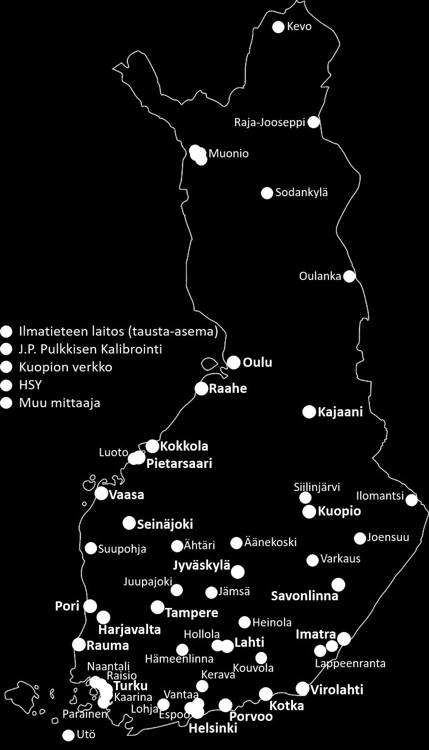 vahvennetuilla paikkakunnilla suoritettiin vertailumittaus ja