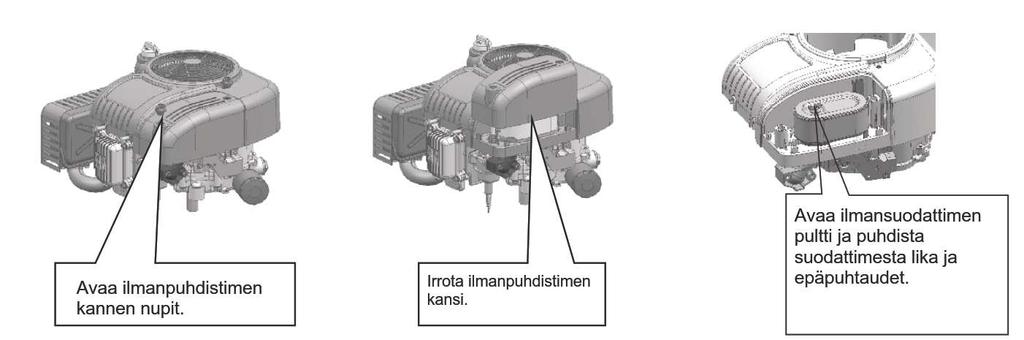 Bensiini on erittäin herkästi syttyvää. Lisää bensiiniä hyvin ilmastoidussa tilassa. Pysäytä moottori ennen kuin lisäät polttoainetta.