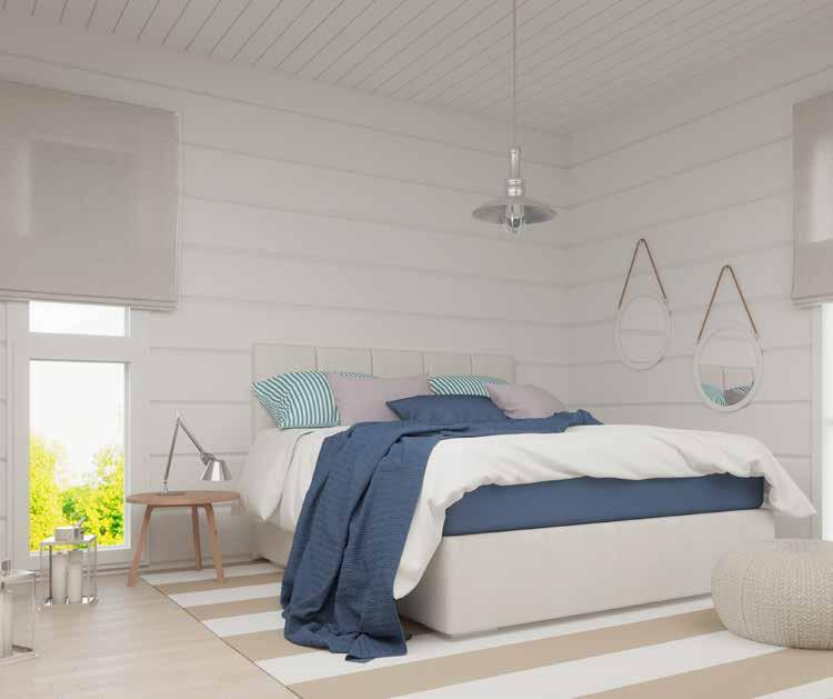 LOUNATUULI Painumaton hirsi antaa Lounatuulelle modernin ilmeen. Mallin ikkunat on suunniteltu niin, että ne ovat siististi hirsien välissä ja ratkaisu näyttää harkitulta ja viimeistellyltä.