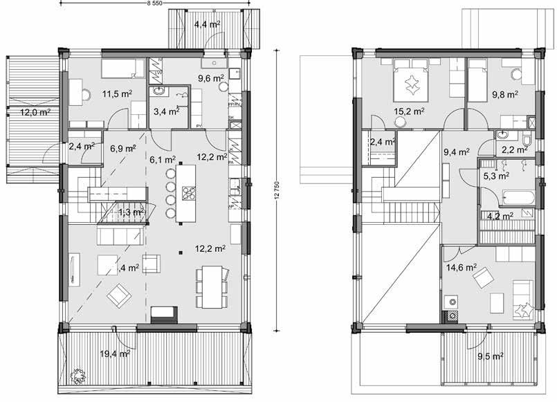 HARMONIA 180 1A Kerrosala 180,0 m² Huoneistoala 163,5
