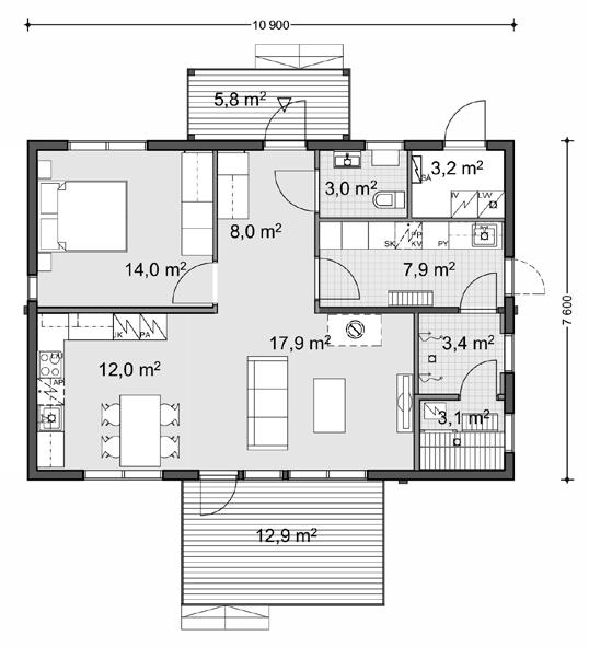 LOUNATUULI 83 2A Kerrosala 83,5 m² Huoneistoala 78,5