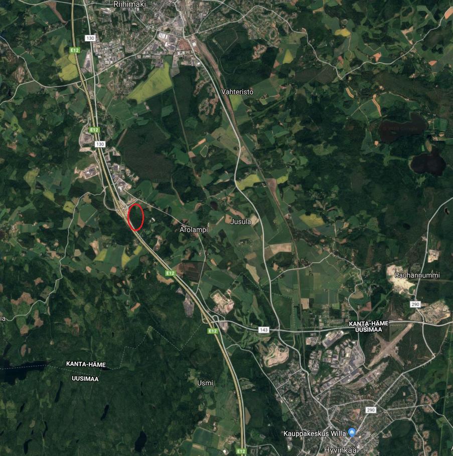 3/11 1 Selvityksen tavoitteet Riihimäen kaupungin tavoitteena oli tutkia Arolammin tulevan maankäyttöalueen pääkaduksi rakennettavan Virtakadun ja alueen länsipuolella kulkevan maantien 130 välisen,