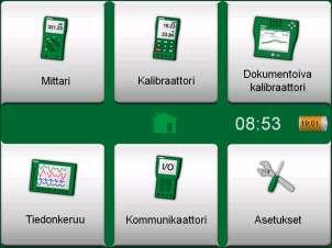 4 MC6 käyttöohje Osa 1, Johdanto MC6:STA MC6:N KÄYNNISTYS Käynnistä MC6 painamalla virta-painonappia. Alkutoimien jälkeen MC6 näyttää kotinäkymän (viereinen kuva).