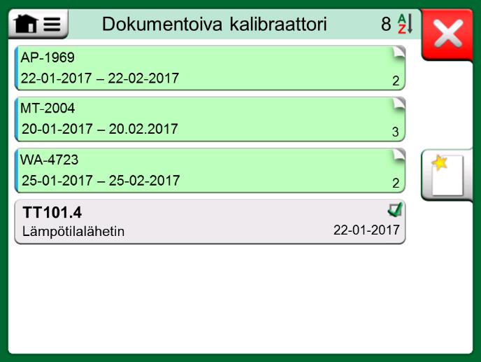 Katso viereisestä kuvasta, miten työmääräinten katselu aktivoidaan. Jos työmääräinten katselu on aktivoitu, MC6:n instrumenttilista esittää työmääräimet.