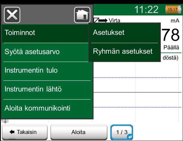Samassa valikossa on myös mahdollisuus poistaa valittu instrumentti/toiminto ryhmästä (instrumentti -vaihtoehdon alavalikossa).