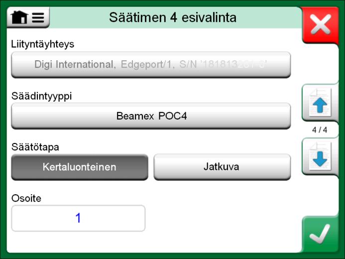 Lisätietoa - Säädinkommunikointi 87 SÄÄDINKOMMUNIKOINNIN KONFIGUROINTI Ennen kuin ulkoisia säätimiä voi käyttää sekä niiden kommunikointikaapeli/ajuri että itse säädin tulee konfiguroida MC6:een.