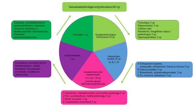 Sairaalasielunhoitajan erityiskoulutuksen rakenne ja toteutustapa Sairaalasielunhoitajan erityiskoulutus on laajuudeltaan 60 opintopistettä ja sen suorittaminen kestää kolme vuotta (liite 1).