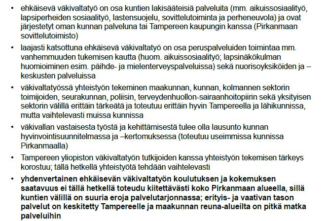 Taustaa Pirkanmaan väkivaltatyön
