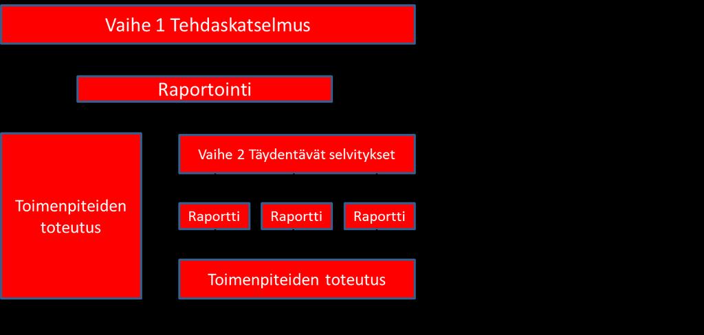 1.4 Toteutuksen vaiheet Teollisuuden 2-vaiheisen energiakatselmuksen ja -analyysin toteutus on jaettu kahteen vaiheeseen: Vaihe 1: Tehdaskatselmus Vaihe 2: Täydentävät selvitykset Vaiheistuksen