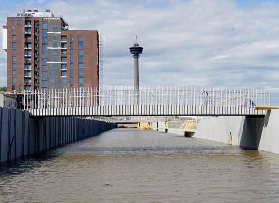 KUVA: Ranta-Tampellan kanava ja sillat rakenteilla. Valokuva Tampereen kaupunki, Viiden tähden keskusta / Tarja Kaasalainen, 2018.