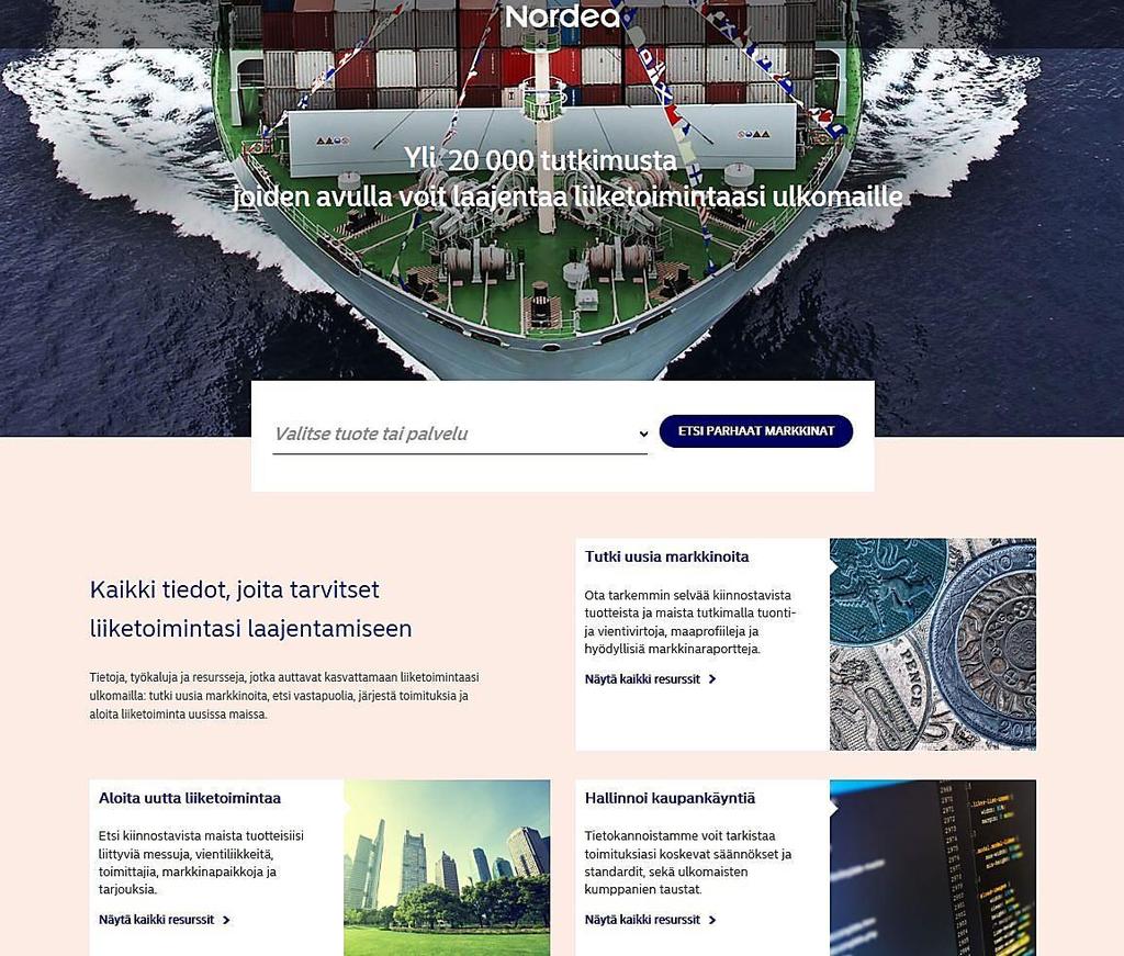 Nordea Trade Portal & Trade Club Trade Portal Ilmainen tietoportaali kaikille avoin Dataa ja tietoa yhteistyökumppaneista sekä tärkeää