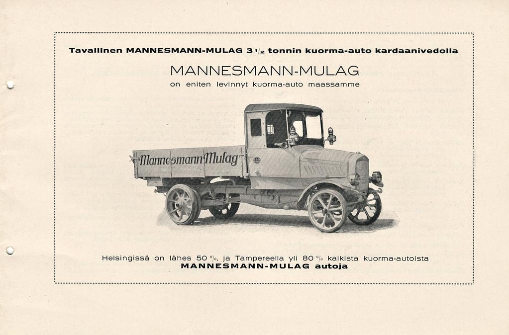 Tavallinen MANNESMANN-MULAG 3" 1/ tonnin kuorma-auto kardaanivedolla MANNESMANN-MULAG on eniten levinnyt