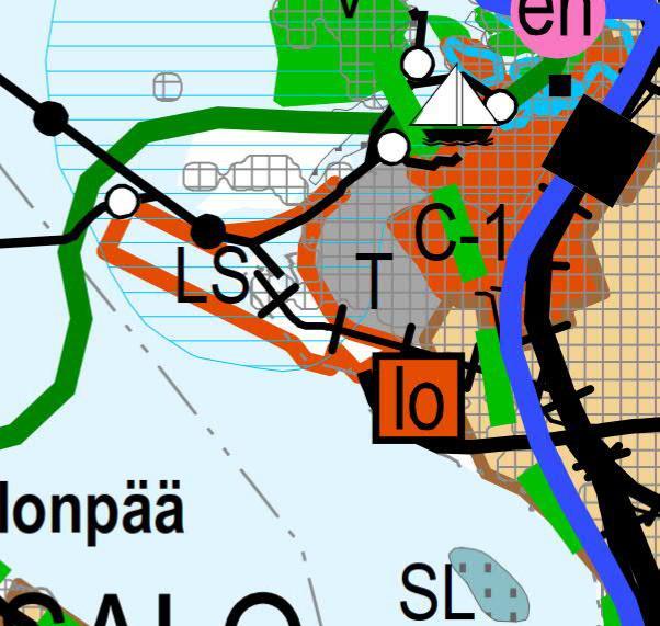 ollisuusalueelta. (Kuva 6-4 ja Kuva 6-5) Lisäksi satama-alueen pohjoispuolelle on osoitettu uusi eritasoliittymä. Kuva 6-4.