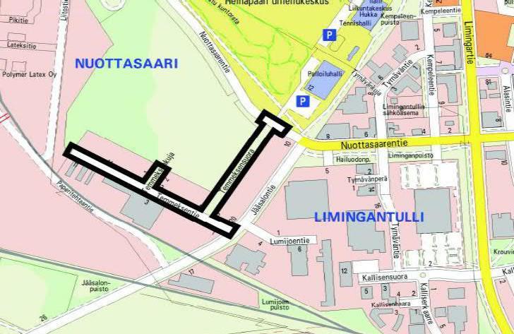 6.4.3 Liikenneverkkoa koskevat suunnitelmat ja selvitykset Nuottasaaren teollisuusalueen asemakaavan muutoksessa (asemakaava-alue kuvassa 6-11), joka on tullut voimaan 5.8.