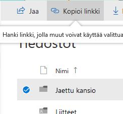 Kopioi aukeavasta pikkuikkunasta linkki (ctrl + c), ja liitä kopioitu linkki vastausdokumenttiisi. Linkin alla on oltava valittuna Kaikki, joilla on linkki, voivat tarkastella ja muokata.