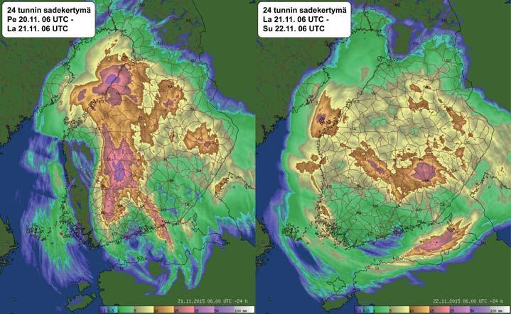 Ensilumi tuli rytinällä maan keskiosaan Suomen yllä voimistunut matalapaine toi pitkäkestoisen lumisateen maan keskiosaan. Runsas lumentulo aiheutti sähkökatkoksia.