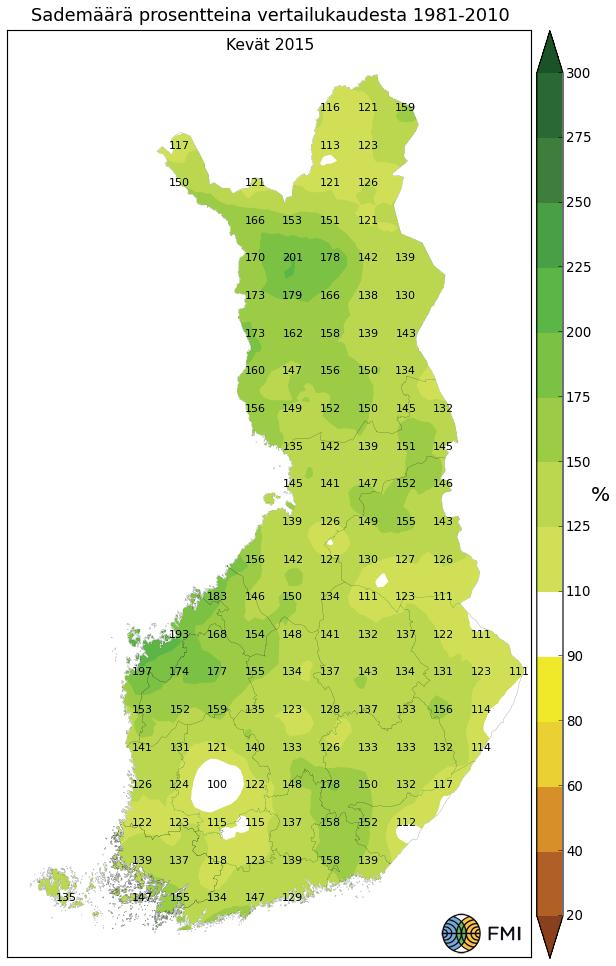Tuulinen ja sateinen kevät Keväisin korkeapaine pitää Suomen sään tyypillisesti melko kuivana ja heikkotuulisena. Tänä vuonna tilanne oli toinen.